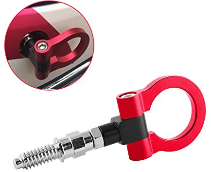 Anello di traino universale per gancio traino per auto, rimorchio per auto Keenso Gancio di traino anteriore in lega di alluminio Anello di traino per gancio traino(Rosso)