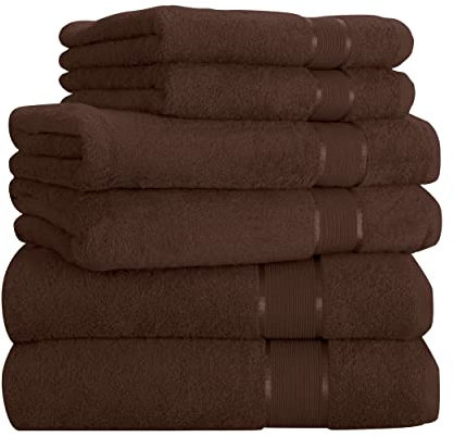Mixibaby Handtuch 6er Set 2X Duschtuch 2X Handtuch 2X Gästetuch 100% Baumwolle Frottee, Farbe:Dunkelbraun