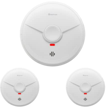 HEIMAN Rauchmelder EN14604 geprüfter Rauchwarnmelder,Brandmelder Feuermelder mit 10 Jahren Batterielaufzeit, mit fotoelektrischem Sensor (3er Set)