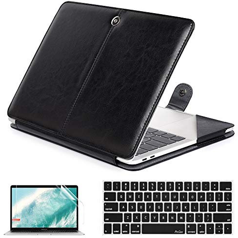 QYiD Funda para MacBook Pro 15 Retina A1398, Folio Cuero Carcasa con Cubierta de Teclado & de Pantalla para Macbook Pro 15.4 con Retina Display Modle A1398 (2012-2015), Negro