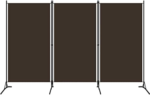 vidaXL Raumteiler Klappbar Freistehend Trennwand Paravent Umkleide Sichtschutz Spanische Wand Raumtrenner 3-TLG. Braun 260x180cm Eisen Stoff