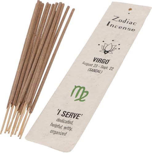 Horoskop Räucherstäbchen, Sternzeichen Räucherwerk, Jungfrau/Sandelholz | Handgefertigt, traditionell tibetisch, 15 g, Brenndauer ca. 45 Minuten, ideal für Meditation.