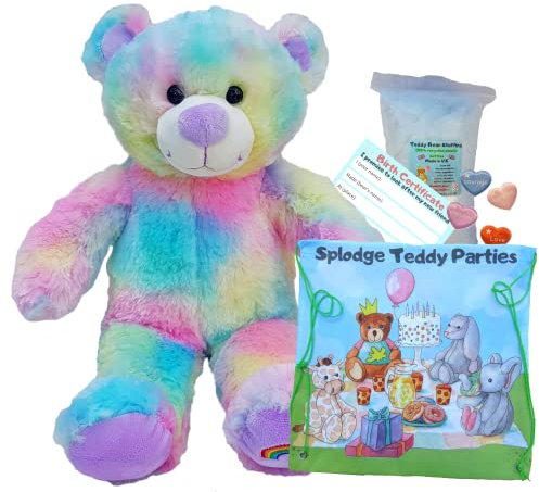 Regenbogen-Teddybär – weiches Plüschtier – Größe: 40cm – Teddybären zum Selbermachen - Bauen Sie Ihren eigenen Teddybär – kein Nähen