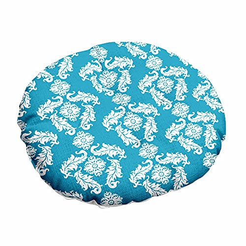 Morbuy Runde Stuhlkissen Vintage Barock Muster Luxus Sitzkissen, Baumwolle Leinen Komfortable Sitzauflagen Stuhlkissen Bodenkissen für Tatami Stühle Garten Office Sessel (40x40cm,Blau)