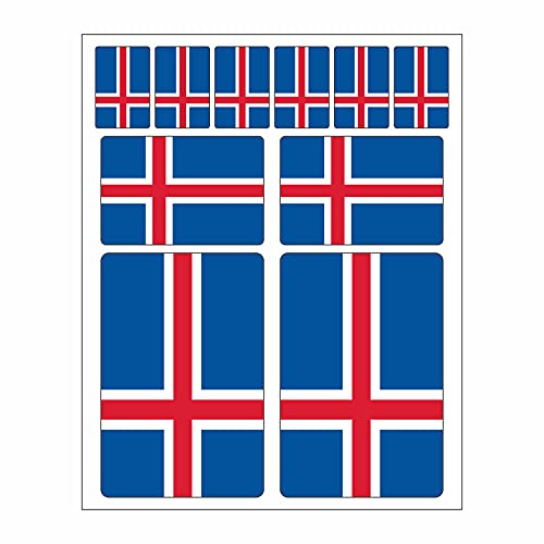 Generisch 10 Stück Flaggen Aufkleber Island Set | Sticker Iceland Autoaufkleber