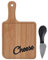 Lot de 2 planches à fromage en bois avec couteau à fromage, plateau à fromage, planche à fromage, planche à fromage, bois 19 x 12 cm