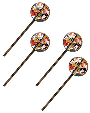 4 Stück japanische Geisha-Haarspangen, bunte Karpfen, Kran, Glückskatze, dekorative Haarspangen, Zubehör für Damen