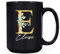 Personalised Letter E Floral Mug Initial with Name, Customised Gift, Gold Effect Printed Letter, NOT Metallic - Ceramic Coffee Cup for Men or Women, Extra Large and Giant Mug, 15oz Black Mug