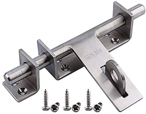 LAErper Heavy Duty Latch Door Bolt Barrel Slide Lock,Stainless Steel Slide Bolt/Hasp Lock With Padlock Hole,For Garden Gate Shed Doors