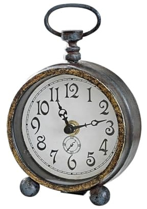 Loberon Uhr Borvin, antikschwarz | Nostalgie pur, Klassisches Ziffernblatt, mit Antik-Finish, Hübscher Griff, Zeitmesser, Eisen, Glas