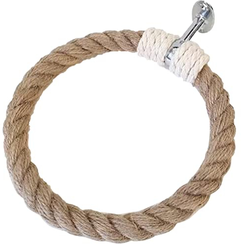 SEWACC Rope Towel Holder Wall Mounted Towel Ring Jute Rope Toilet Paper Holder Rustic Towel Rack Hand Towel Hanger Farmhouse Hand Towel Holder for Bathroom Kitchen Kitchen Towel Strap