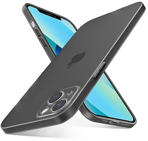 QLTYPRI Ultra Thin Case for iPhone 13 Case 6.1 inch with Full Coverage Camera Protection, Translucent Matte Slim Lightweight Soft Silicone TPU Bumper Shockproof Phone Case Cover for iPhone 13 – Black