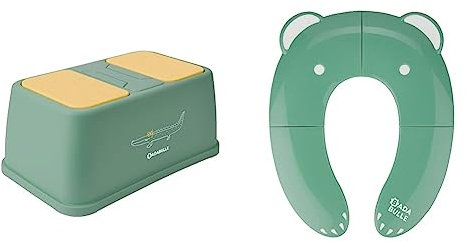 Badabulle Lot Marchepied antidérapant, réhausse de 15 cm, 4 Pieds antidérapants, Jusqu'à 60kg + Réducteur de Toilettes Pliable en 4, Antidérapant, Universel