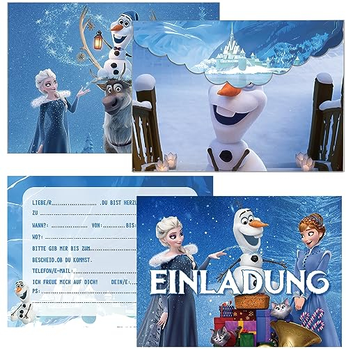 POCHY Einladungskarten Kindergeburtstag mädchen, 12x Partyeinladungen mit Umschlägen und Aufklebern, Cartoon Einladungen Einladungskarten Geburtstag