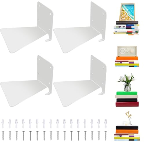 Rainmae 4 Stück Unsichtbares Bücherregal,Schwebendes Bücherregal, Metall Unsichtbares Wand Schwebende Bücher Regal Schwimmendes Invisible Floating Shelf für Zuhause Büro Klassenzimmer Bibliothek