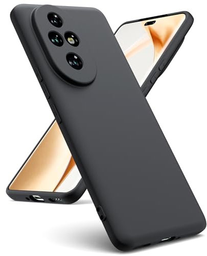 Oududianzi - Cover Compatibile con Honor 200 Pro 5G [Silicone Liquido] [Interno in Microfibra] Gomma Gel di Silicone Liquida Antiurto Custodia Cover Honor 200 Pro - Nero