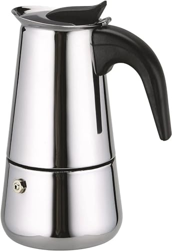 HOME SOLAZZIA Cafetera Italiana en acero inoxidable para espresso 6 TAZAS 300 ML Compatible con gas, vitrocerámica y induccion, Uso doméstico y oficina. Cafetera Moka (6TAZAS 300ML)