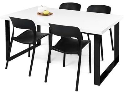 möbelando Esstisch >9193-11.05< in Weiß Hochglanz, MDF - 160x75x90cm (BxHxT)