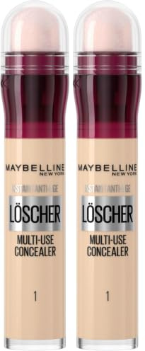 Maybelline New York Abdeckstift, Instant Anti-Age Effekt Concealer, Löscher Mit Mikro-Lösch-Applikator, Nr. 01 Light, 6,8 Ml (Packung mit 2)