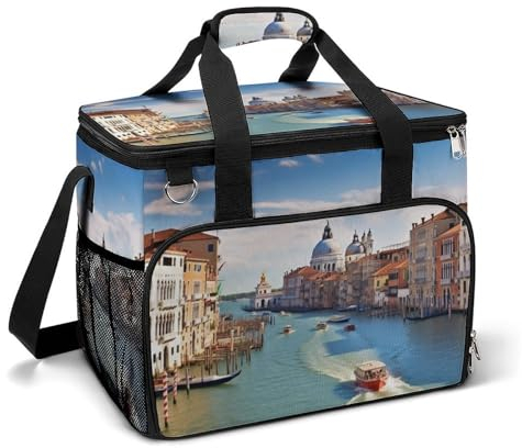 LFDSEPYM Kühltasche Große Lunchtasche mit Doppelreißverschluss Grand Canal in Italien Isolierte Lebensmitteltasche Wiederverwendbare Lunchbox für Camping Strand