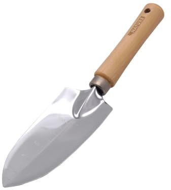 Transplantoir étroit gradué en acier inoxydable, manche bois FSC - Nature