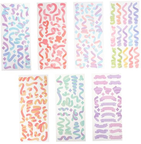 ULDIGI 7pcs PVC Stickers Colored Envelopes Color Stickers Self Adhesive Stickers Shine Decor Sticker Colorful Envelopes Colored Labels Photo Sticker Tag Colorful Ribbon Sticker