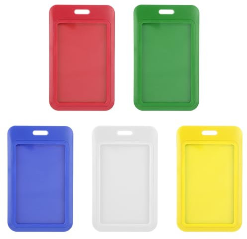Aeaocvo Lot de 5 porte-badges pour cartes d'identité, coulissants, en plastique rigide, vertical, pour carte de bureau, carte de bus