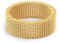 SINGULARU - Bague Mesh. Acier avec finition plaqué or 18Kt. Anneau large et maxi avec hauteur de 8 mm et épaisseur de 1,9 mm. Bijoux pour femme. Taille 14