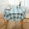 JINGIHE Tischdecke Abwaschbar, PVC Tischdecke Rund, Blaugraues Karomuster Wachstuchtischdecke, Wasserabweisend mit Lotuseffekt für Esszimmer, Garten, Party, Hochzeiten Oder, 140cm