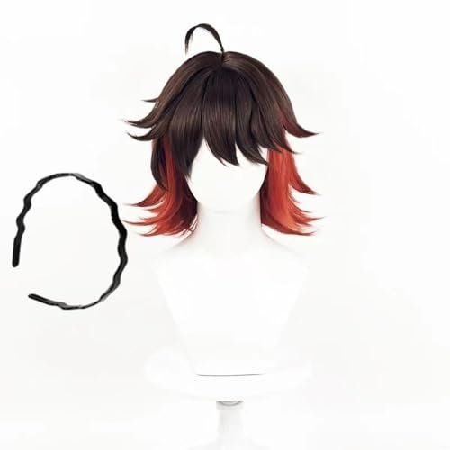 WCCNKK Anime Cosplay Perücke, Genshin Impact Gaming Perücke, Braune Rote Perücke Mit Farbverlauf, Mit Perückenkappe, Für Party Alltag Halloween Perücke Cosplay, Anime-Geschenk