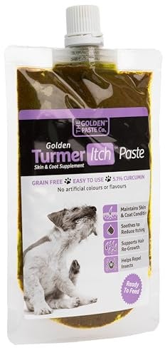 The Golden Paste Company TurmerItch Paste 100g - Natural Cat & Dogs Supplement for Helping Itchy Dog Skin Relief, Repel Fleas & Ticks and Aid Dog Allergy Relief - Turmeric & Coconut Oil for Dogs