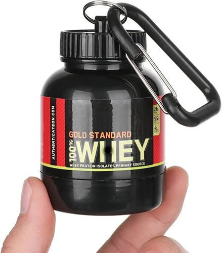 Bouteille de protéines portable Mini récipient pour sports de plein air Nutrition Compléments alimentaires Conteneur de stockage de poudre Récipient porte-clés Entonnoir Boîte à pilules Petite tasse