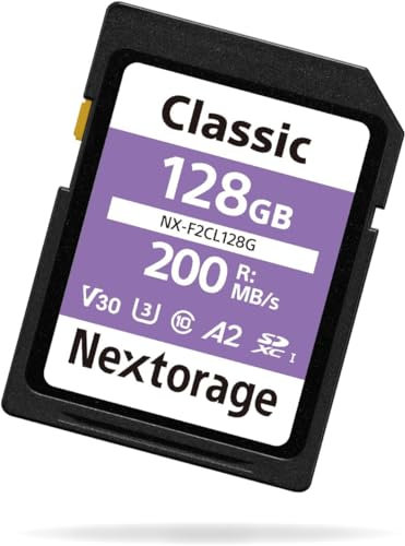 Nextorage Carte SD 128Go, SDXC UHS-I 128GB, SD Card mémoire Japonaise, Accessoires Photo et caméscopes pour appareils Photo Nikon/Canon/Sony/Fujifilm, F2PRO NX-F2PRO128G