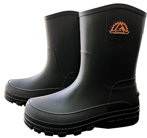 Rouhuhura Stivali da pioggia da uomo, stivali di gomma da uomo, stivali di gomma corti da uomo, stivali da giardino in gomma da uomo, stivali di gomma neri, per giardinaggio, pesca, passeggiate,