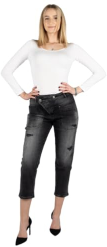 Miracle of Denim M.O.D Damen Boyfit Jeans Ira in Attention Black schwarz (DE/NL/SE/PL, Bundweite, 26, Regular, Regular, Attention Black)