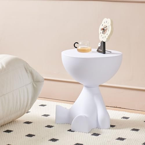 Beistelltisch, runder Couchtisch, süßer Sofa-Beistelltisch, Nachttisch, Kleiner Beistelltischs mit Akzent für Wohnzimmer, Schlafzimmer, Balkon, Büro, Moderne Nachttisch-Wohndekoration (Weiß)