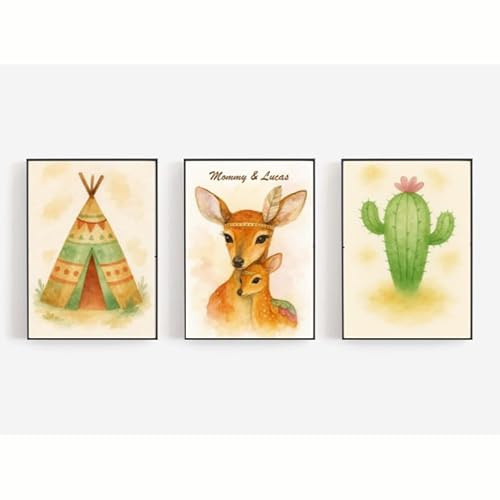 Eedama Decor | Packung mit 3 Folien für Kinder, Babydekoration, hochwertige Aquarell-Kunstwerke für Kinder, A4, Themenbilder hakuna Matata.