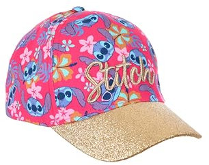 Disney Stitch Baseballkappe Mädchen, Klassische Mütze, Glitzerkappe 3D-Design, Geschenk für Mädchen | Rosa