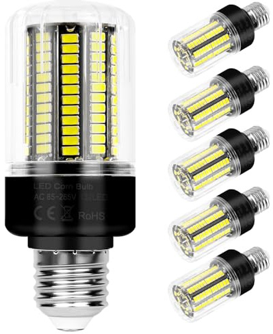 WENNI 6er Pack E27 Maisbirne 3146LM 6000K Kaltweiß 250W Ersatz LED Lampen 220V E26 Mais Glühbirnen Birnen Maiskolben Leuchtmittel Kein Flackern Garage Werkstatt Hof Lagerhalle Büro 2 Jahre Garantie