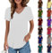 Generisch Camiseta de manga corta para mujer, cuello de pico, camiseta de punto informal, monocolor, tallas grandes, camiseta básica, blusa de tela supersuave, Blanco, S