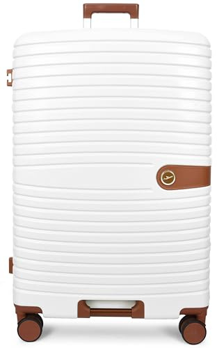House Of Leather Large Size Suitcase Hard Shell Four Wheel Expandable Luggage Durban White