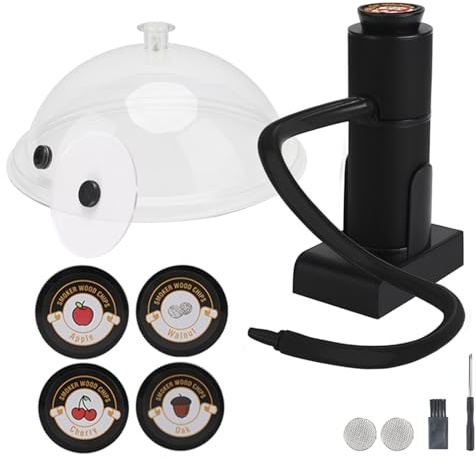 H HOLDPEAK Affumicatore portatile a freddo con 4 tipi di trucioli di legno, affumicatore da cucina per sous vide carne, salmone, cocktail, formaggio, barbecue, ideale per feste in giardino