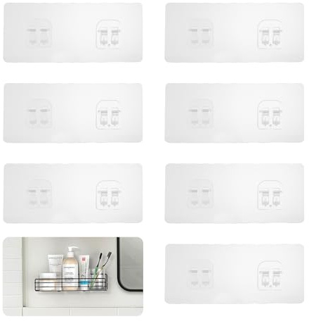 ZenHuaXinTon 12 PCS Strong Self-Adhesive Hooks, Waterproof Shower Rack & Bathroom Shelf with Suction Cups, Adhesive Replacement for Inside Shower