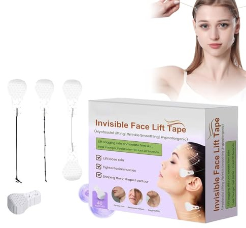 Altherona Face Tape 40 Stück, Face Lifting Tape Doppelkinn entferner, Sofort Unsichtbare Gesichtstape, Face Tape Lifting Gesicht, Face Lift Facetape, Make-up-Lifting-Tools, für Gesicht Hals und Augen