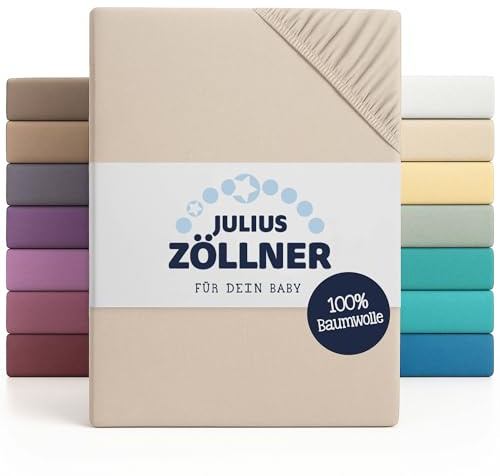 Julius Zöllner Jersey Spannbettlaken für Wiegen 90x40cm und Stubenwagen, 100% Baumwolle, Standard 100 by Oeko-TEX, Shell (1er Pack)