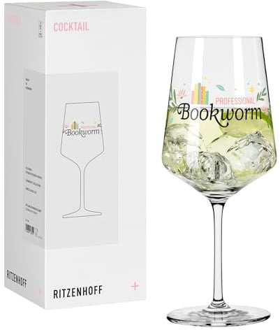 RITZENHOFF Weinglas 500 ml - mit floralen Elementen und Schriftzug ‚Professional Bookworm‘ - Made in Germany