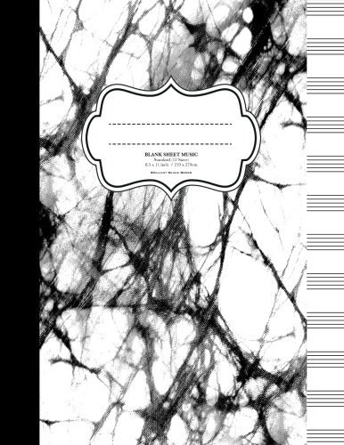Blank Sheet Music: 100 Page Music Manuscript Book - 12 stave. Marble (Brilliant Blank Music Books)