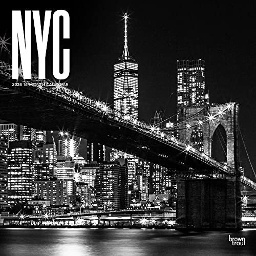 New York City Black & White | 2024 12 x 24 Inch Monthly Square Wall Calendar | BrownTrout | USA United States of America NYC State Northeast Atlantic