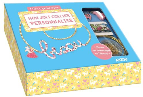 Mon joli collier personnalisé - Mon superbe bijou: Avec du ruban en liberty, du fil métallique, 1 pompon rose, 1 charm chat, 1 chaîne boules, des anneaux de raccord