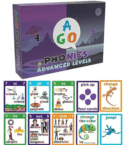 AGO Phonics Kartenspiel - Set (Levels 4 & 5). Perfekt, um Phonics & Lesen spielerisch zu fördern. Tauche EIN in Digraphen, Diphthongs, Wortfamilien & mehr!